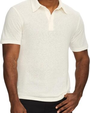 Men's Classic Linen Blend Knit Polo Shirt