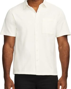 Men's Cotton Interlock Short Sleeve Button-Up Shirt