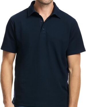 Men's Textured Pique Cotton Blend Polo Shirt