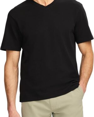 Men's Essential Cotton Interlock V-Neck Short Sleeve T-Shirt