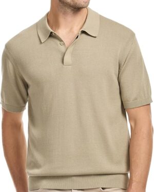 Men's Contemporary Rib Knit Sweater Polo