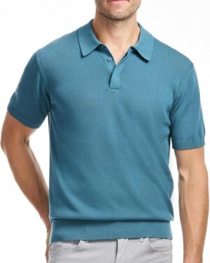 Men's Modern Rib Knit Sweater Polo Shirt