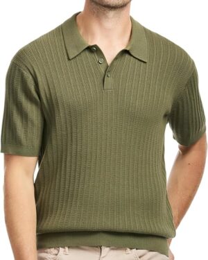 Men's Modern Textured Cotton Modal Sweater Polo